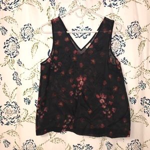 NWOT Black and Floral Sheer Sleeveless Blouse